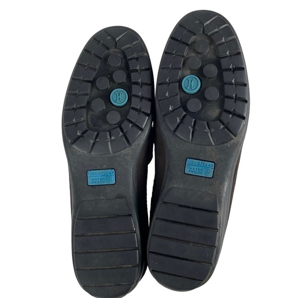 COLE HAAN D20693 BROWN SUEDE SHEEPSKIN LINED RUBBER WATERPROOF SOLE CLOG MULES - Picture 5 of 14